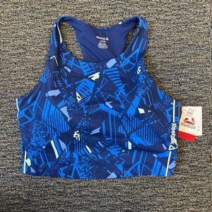 Reebok Navy and Light Blue Patterned SportsBra
